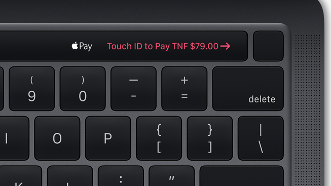MacBook Pro’daki Touch ID’yi gösteren hareketli grafik. 