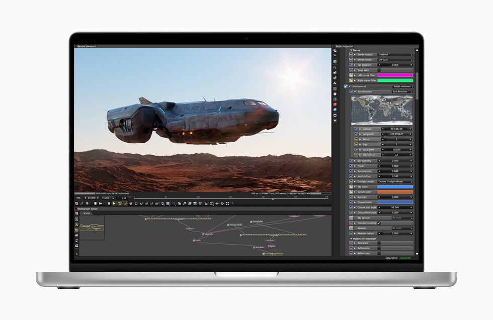 A MacBook Pro screen shows a graphics artist’s workflow.