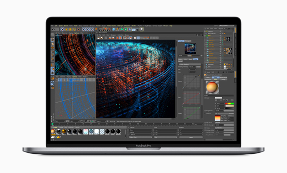 MacBook Pro mostrando renderización 3D.