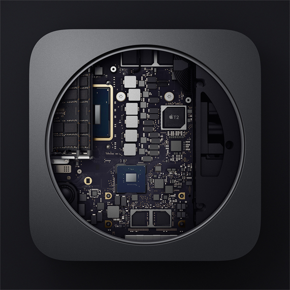 A snapshot of the components within the new Mac mini.