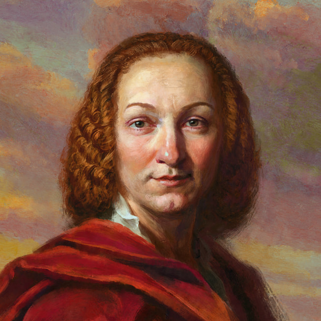 Een speciaal voor Apple Music Classical gemaakt portret van Vivaldi.
