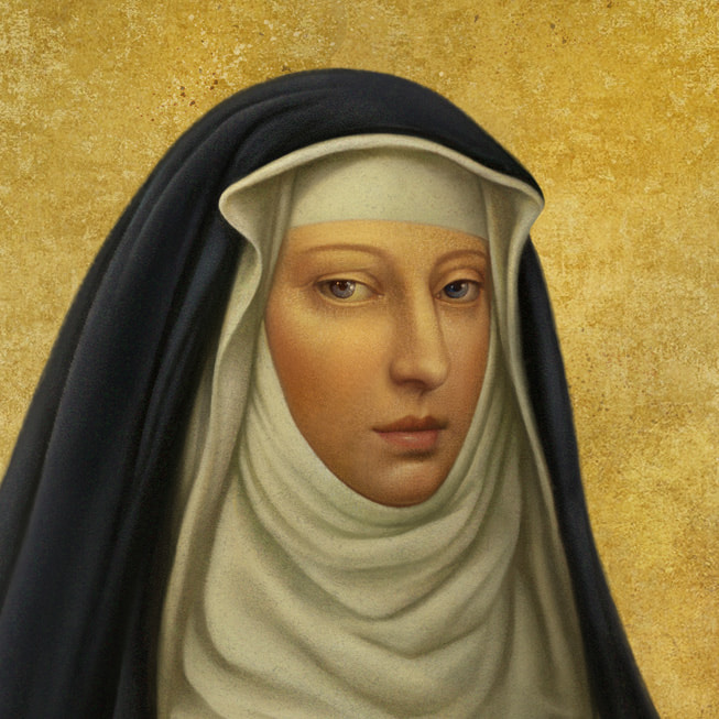 A specially commissioned Apple Music Classical portrait of Hildegard von Bingen.