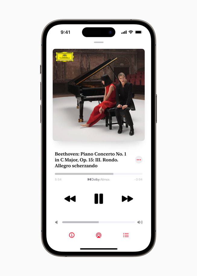 Un’opera di Beethoven in riproduzione nell’app Apple Music Classical.