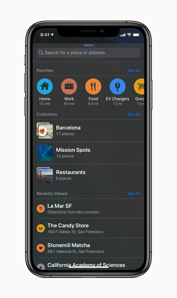 Der Bildschirm 'Favoriten' in iOS 13 auf dem iPhone.