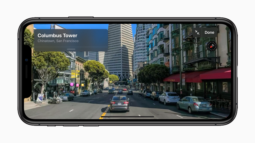 Street view de la Columbus Tower con las nuevas funcionalidades de Look Around en Mapas. 