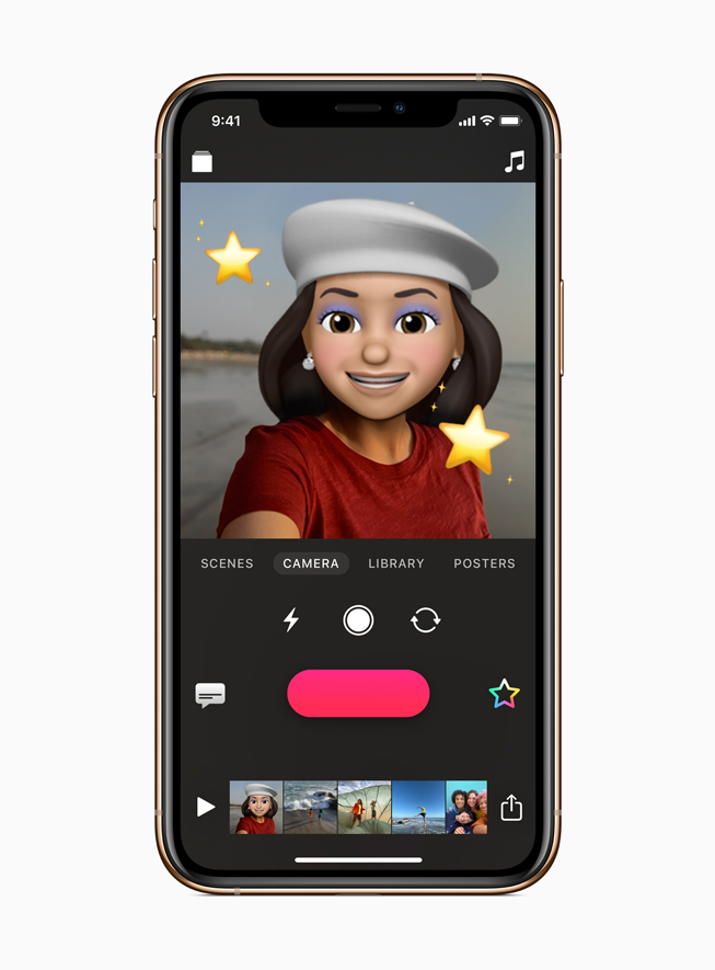 Memoji en la app Clips en el iPhone 11 Pro.