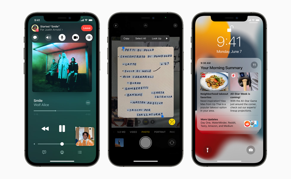 iPhone 12 Pro สามเครื่องแสดงคุณสมบัติใหม่อย่าง SharePlay, Live Text และสรุปการแจ้งเตือน