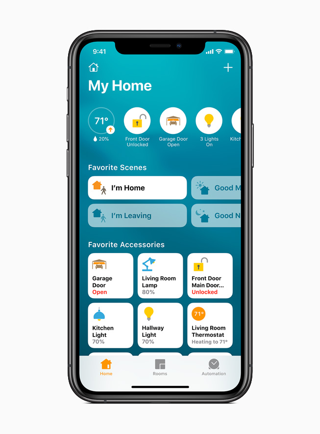 The Home app displayed on iPhone 11 Pro.