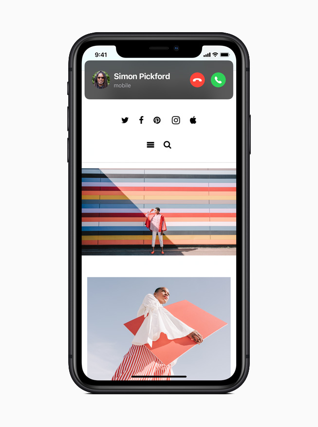 iPhone 11 Pro 顯示精簡的來電畫面。