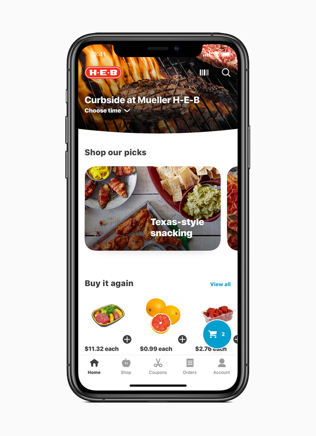 L’app My H-E-B affichée sur un iPhone 11 Pro.