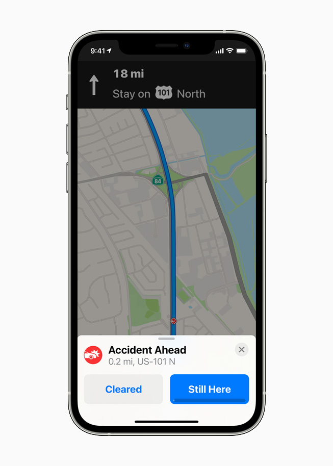iOS 14.5「地圖」上顯示前方有事故。