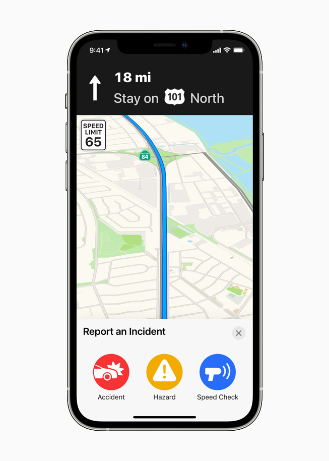 Report an incident in Apple Maps in iOS 14.5.