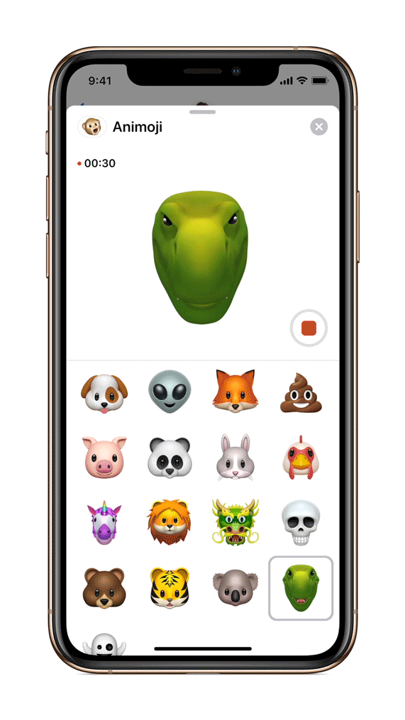 The new Animoji interface now with wink and tongue detection.