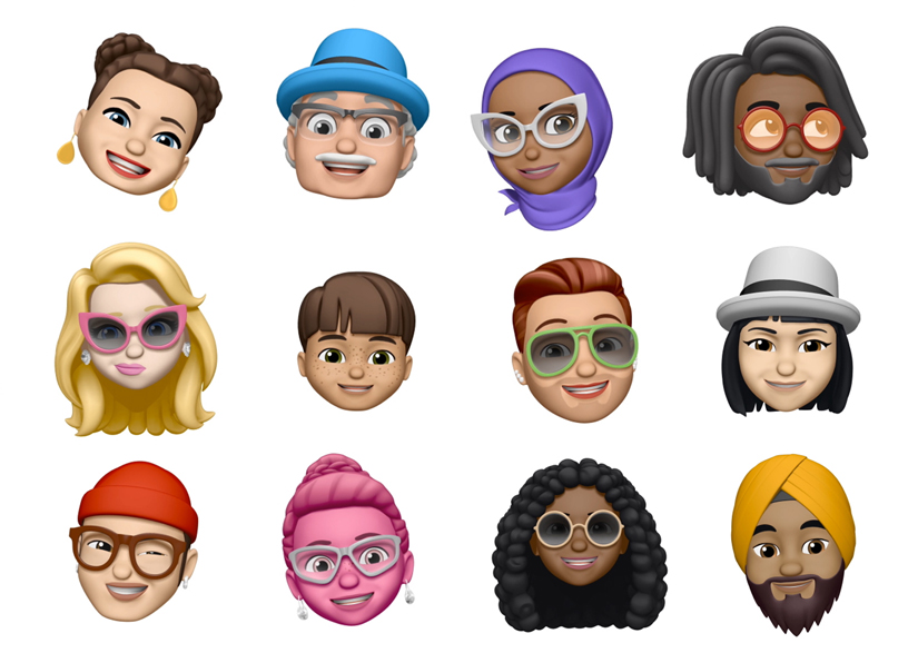 A selection of 12 Memojis.