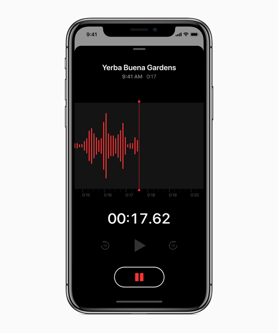 El iPhone X muestra la app Notas de voz.