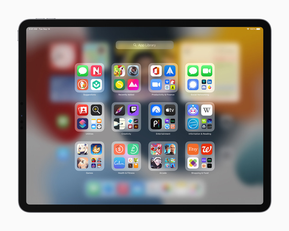 iPad Pro 展示全新的「App 資料庫」。