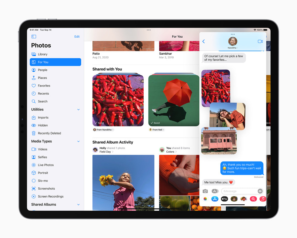 The new Photos app experience displayed on iPad Pro.
