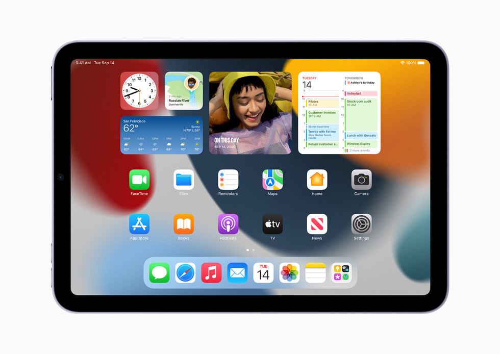 Le nouvel écran d’accueil sur l’iPad mini.