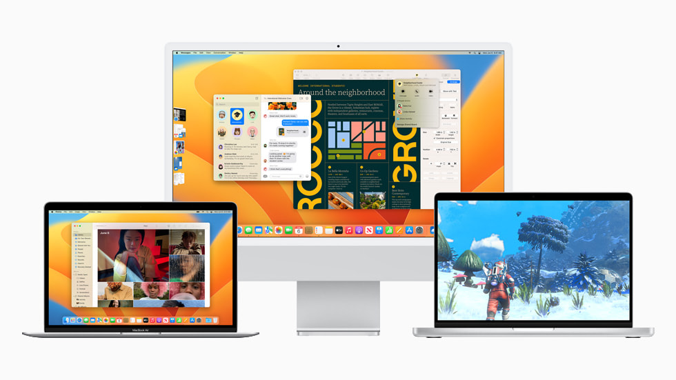 MacBook Air, iMac 24 tum och MacBook Pro 14 tum.