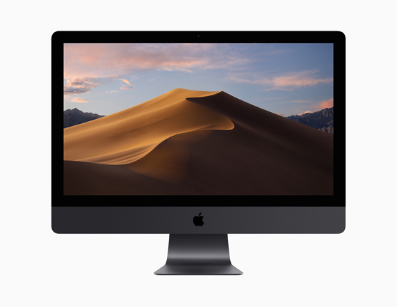 낮 동안의 다이내믹 데스크탑을 보여주는 iMac Pro