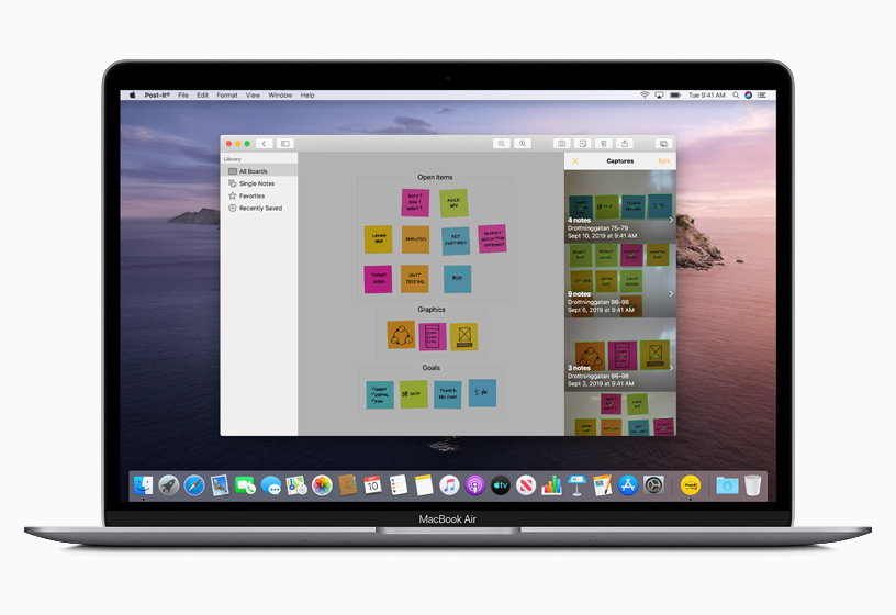 تطبيق Post-It تم تطويره باستخدام Mac Catalyst.