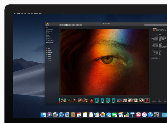 Screen shot of a Mac screen featuring the new Dark Mode setting