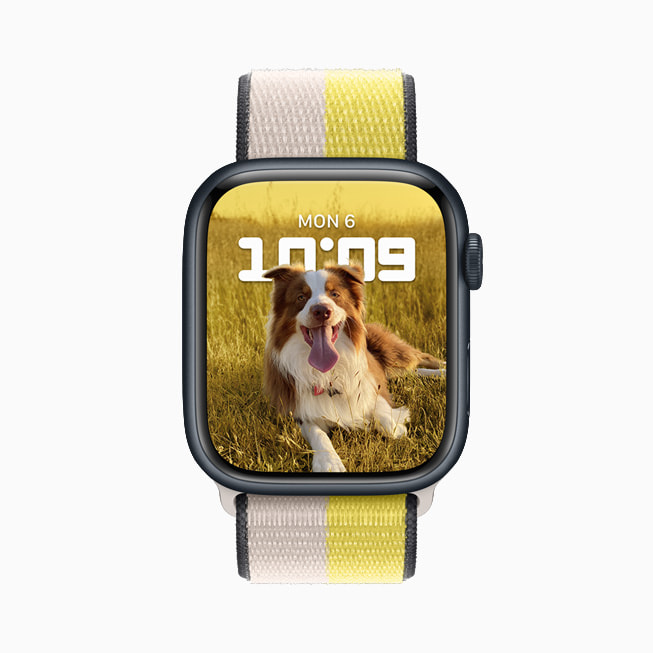 De nieuwe wijzerplaat Portretten op Apple Watch Series 7.