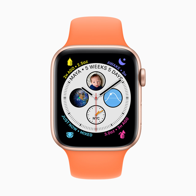 Apple Watch 5’te Glow Baby kadranı görüntüleniyor.