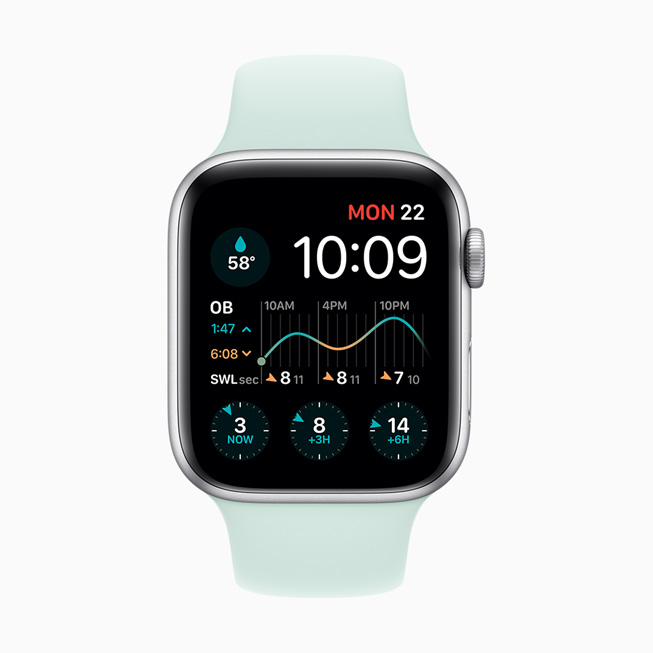 La aplicación Dawn Patrol se muestra en Apple Watch Series 5.