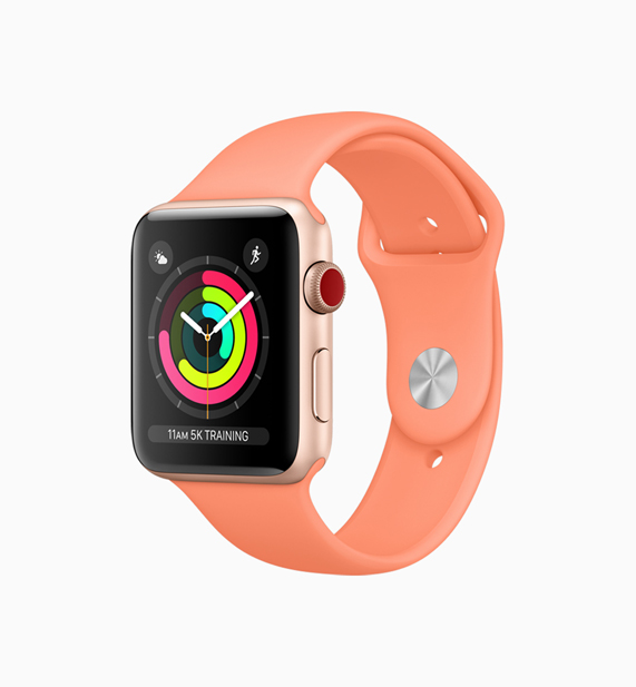 Apple Watch with a new peach band