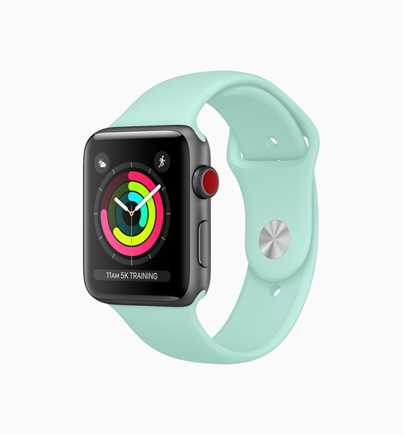 Apple Watch with a new marine green band