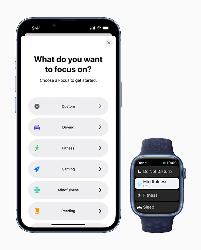 watchOS 8 prend en charge Concentration, un ensemble d’outils performants disponibles dans iOS 15, conçus pour limiter les sources de distraction et vivre pleinement l’instant.