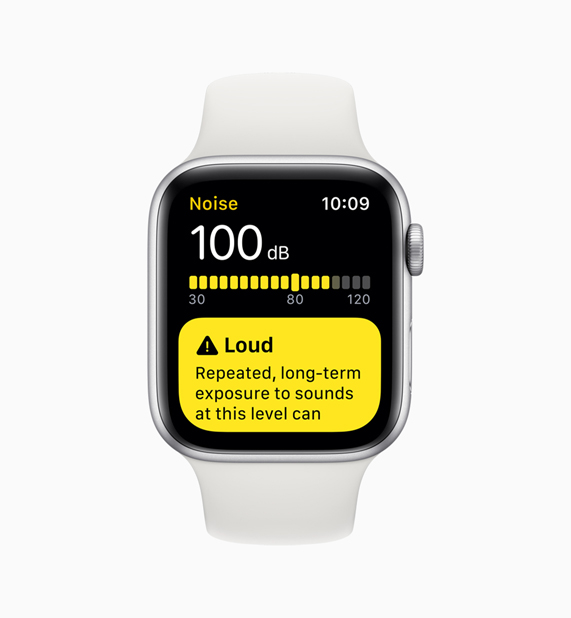 Medidor de decibeles de la app Noise en el Apple Watch.