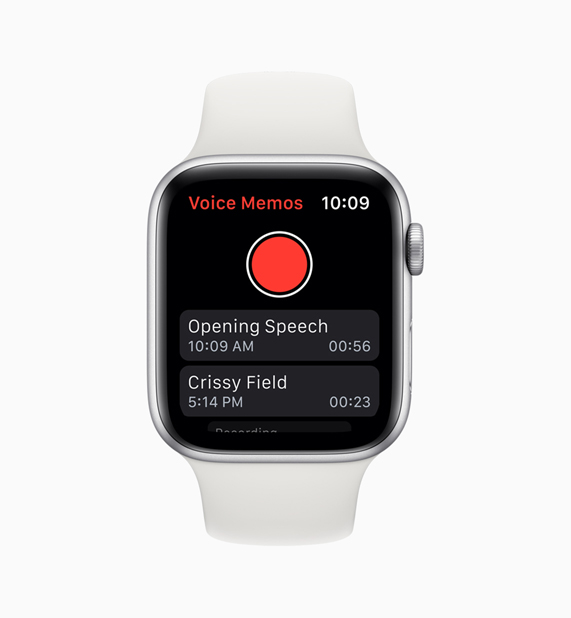 Apple Watch blanche avec app Livres audio.