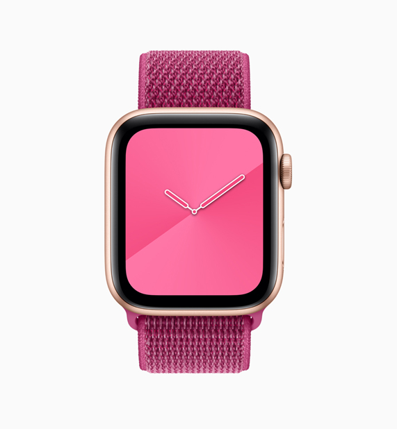 Pink Apple Watch loop and watch face.