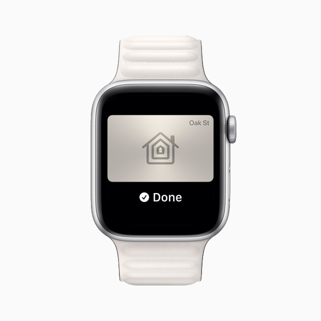 A digital key for a home is stored in the Wallet app, displayed on Apple Watch Series 6.