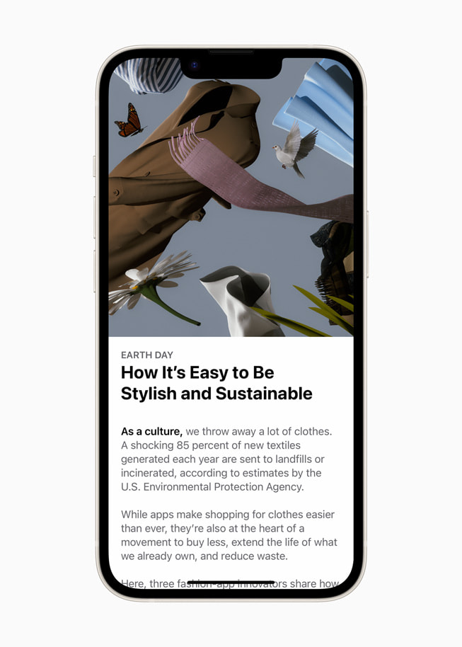 The Earth Day collection “The Future of Fashion Is Sustainable” is shown in the App Store.