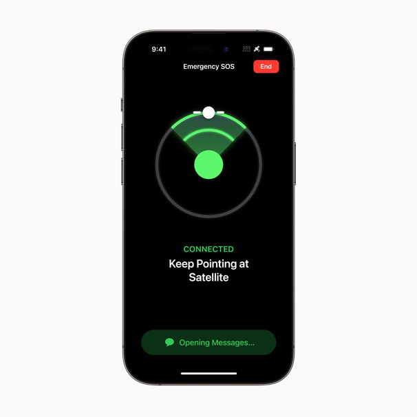 iPhone 指向衛星的提示畫面｜來源：Apple Newsroom