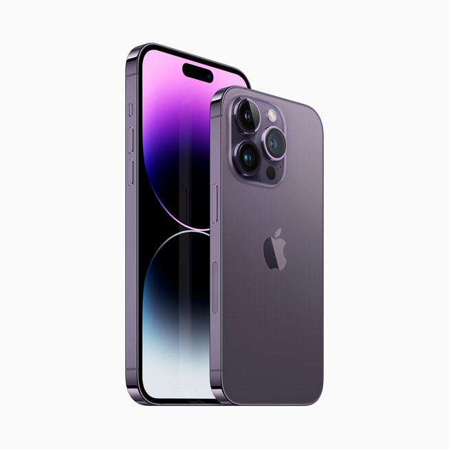 暗紫色的 iPhone 14 Pro 及 iPhone 14 Pro Max。