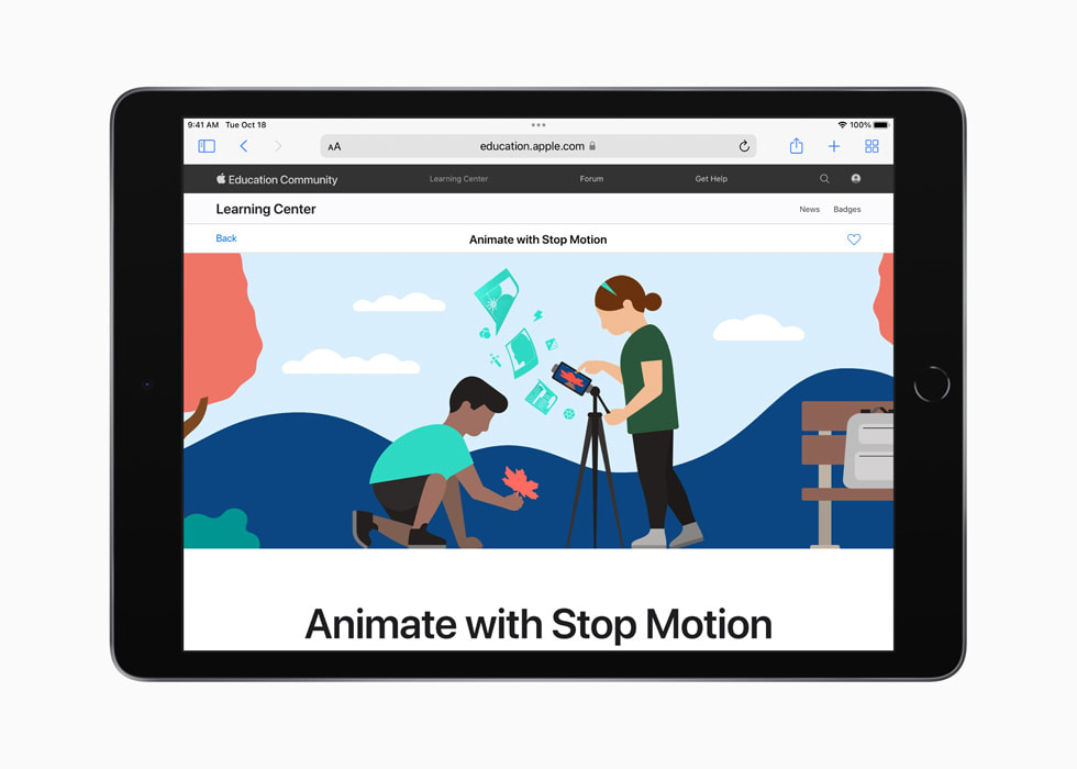 Apple Education Community’s Animate with Stop Motion hub on iPad.