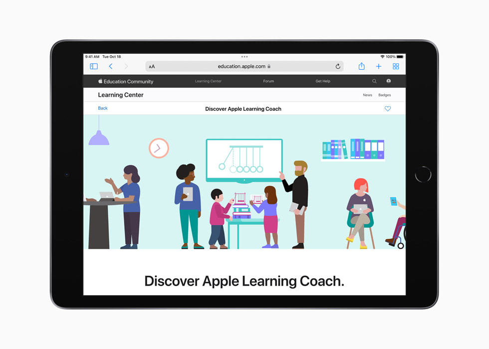 Apple Education Community’s Discover Apple Learning Coach hub on iPad.