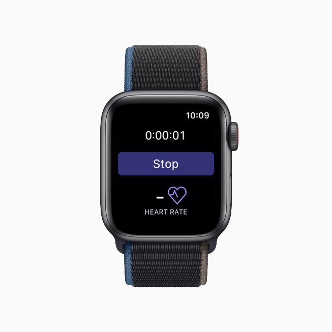 Apple Watch shows the stop button in the NightWare app.