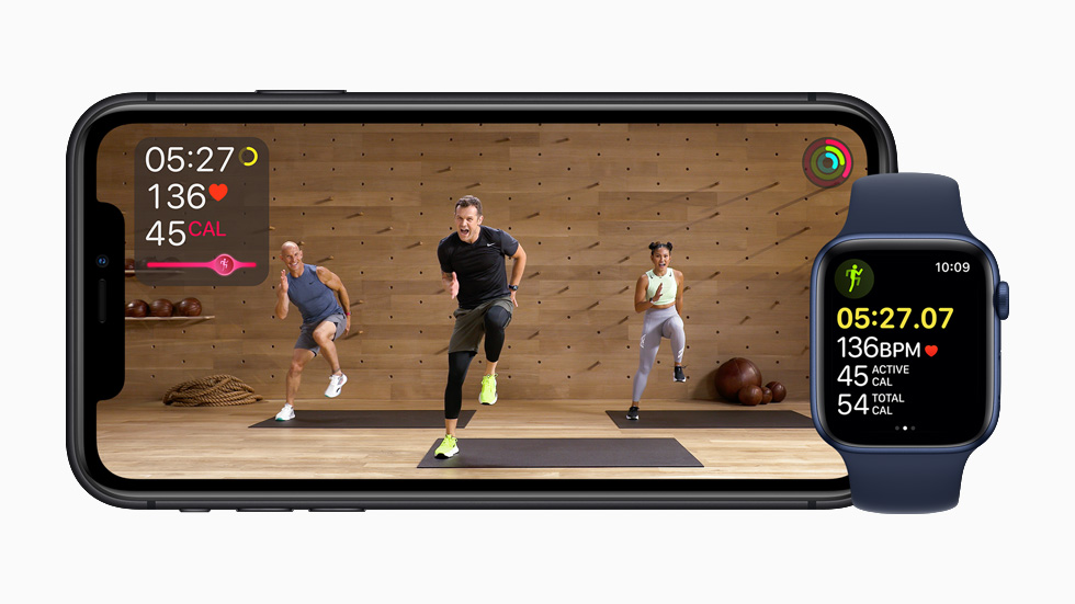 Apple Fitness+-studioklas, weergegeven op iPhone 11 Pro. 