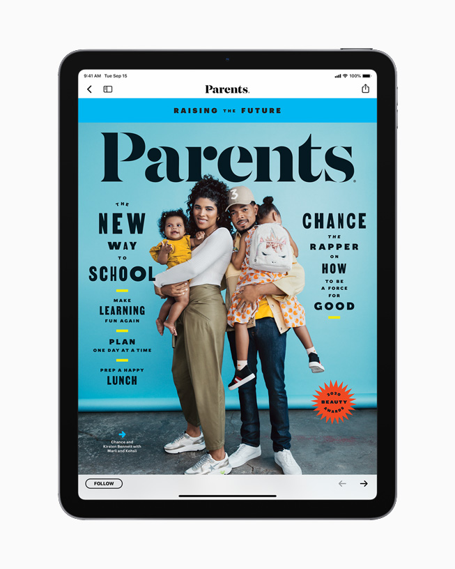 Ein iPad mit einer Ausgabe von Parents. 