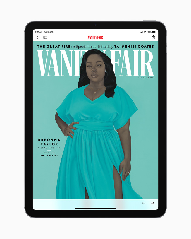 Vanity Fair誌が表示されているiPad。