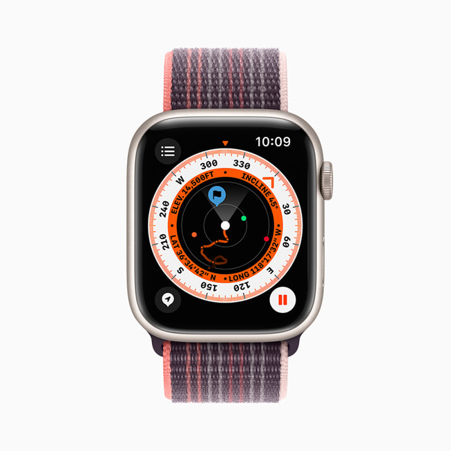 O novo app Bússola no Apple Watch Series 8.