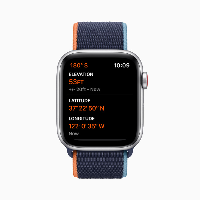 The always-on altimeter displayed on Apple Watch SE.