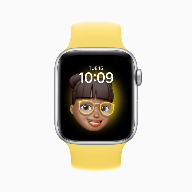 ミー文字アプリケーションを表示したApple Watch SE。