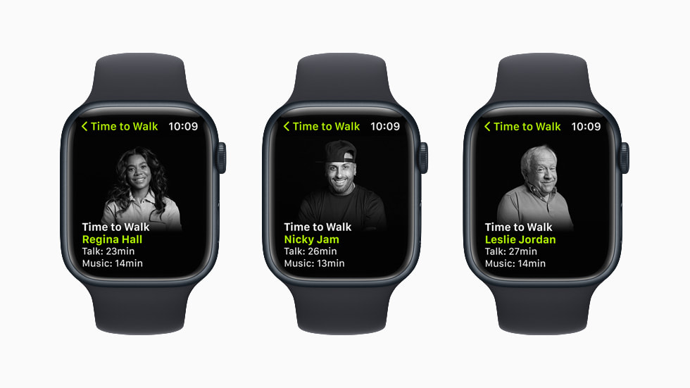 Mùa thứ tư của Time to Walk (Thời Gian Đi Bộ) với sự góp mặt của Regina Hall, Nicky Jam và Leslie Jordan trên Apple Watch Series 8.