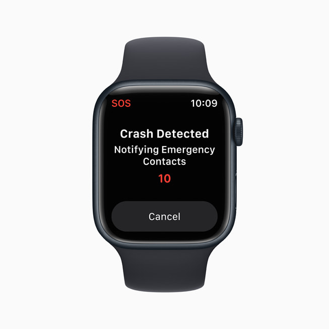 The Crash Detection countdown for emergency contact notification after a crash.